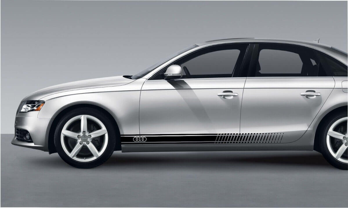 Rings Logo Side Stripes Vinyl Decal Kit for Audi A3 A4 A5 A6 A8 RS