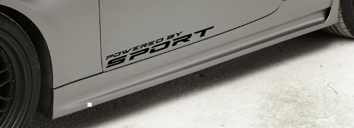 Powered by SPORT Vinyl Decal sport car racing sticker emblem logo BLACK Pair