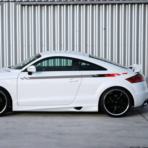 Checkered Racing Stripes Side Vinyl Decal Kit for Audi Honda Cars