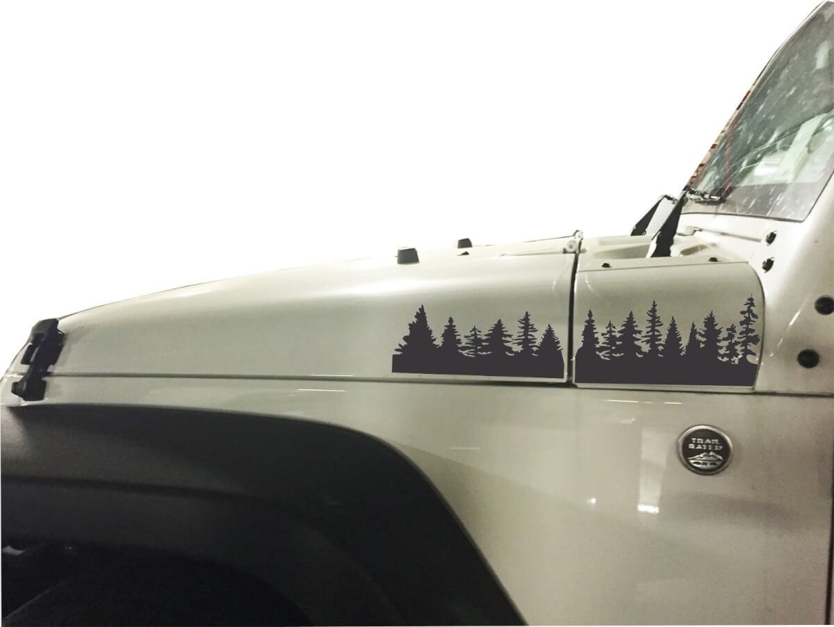 Pine Tree Forest Hood Vinyl Stickers Full Set Decal for Jeep Wrangler JK