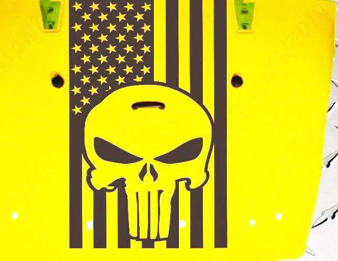 American Flag Punisher Skull Hood Vinyl Decal for Jeep Wrangler