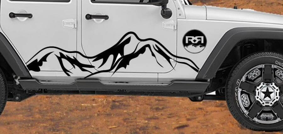 Mountains Range Side Door Vinyl Decal Sticker for Jeep Wrangler