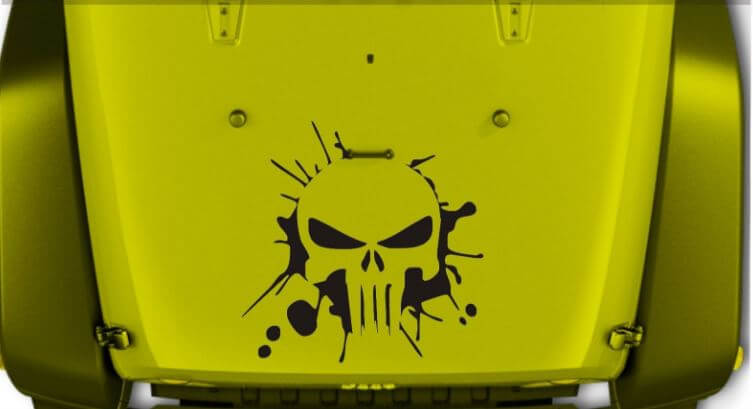 Punisher Skull Splash Style Hood Vinyl Decal for Jeep Wrangler