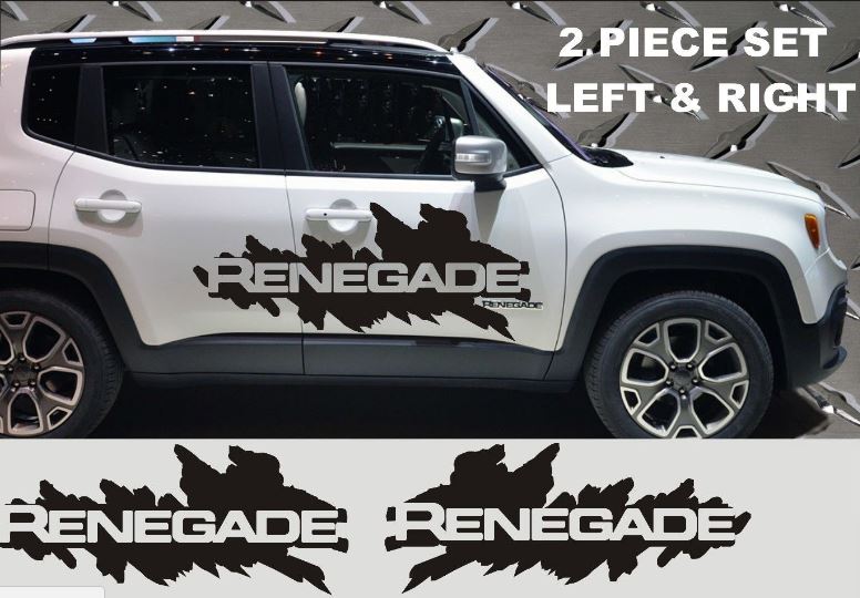 Jeep Rinegade Sides Vinyl Decalcomanie 2015 2016 grafica 2 pezzi set a sinistra destra