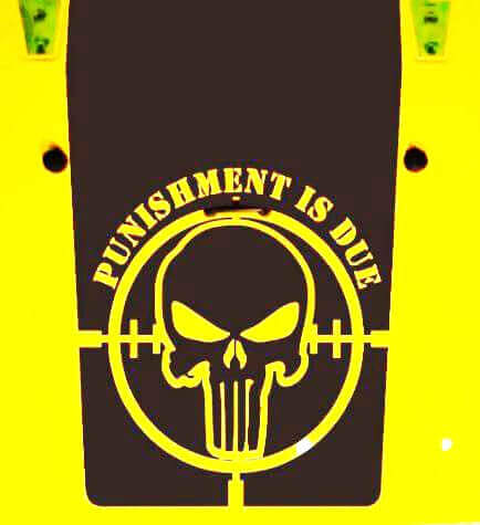 Punishment Is Due Skull Vinyl Hood Decal for Jeep Wrangler