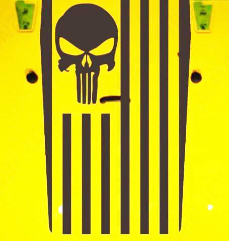 Punisher Skull USA Flag Style Hood Vinyl Decal for Jeep Wrangler 