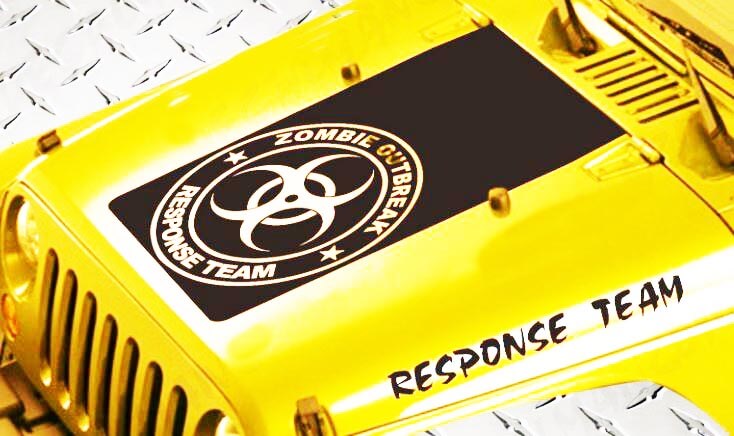 Zombie Outbreak Response Team Hood Vinyl Decal Kit for Jeep Wrangler
