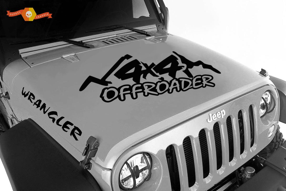 thumbnail image 2 of 2-Pack Compatible Wrangler Hood Decals – Black Rubicon Style 23x2 Inch – Fits TJ, JK, CJ, YJ 2 of 4
