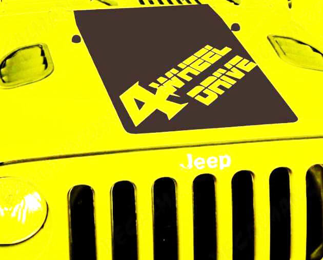 Blackout 4 Wheel Drive Hood Vinyl Decal for Jeep Wrangler 