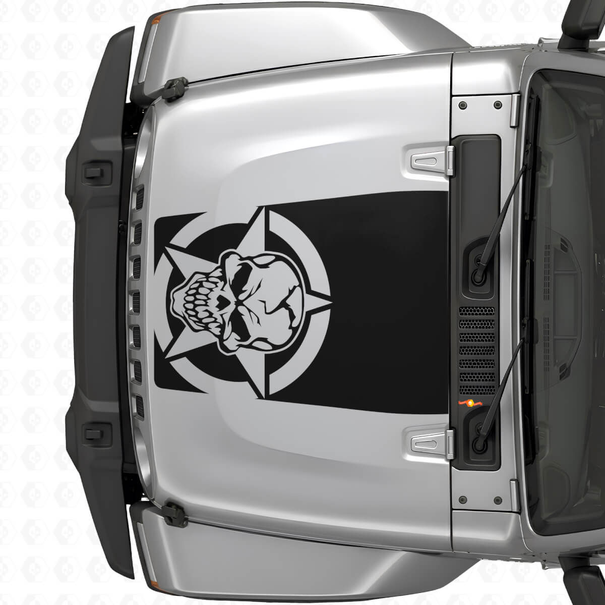 Military Skull Star Hood Vinyl Decal for Jeep Wrangler JK JKU TJ LJ