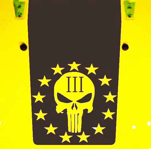 Jeep Wrangler Punisher stars III   Blackout vinyl hood decal JK JKU LJ TJ