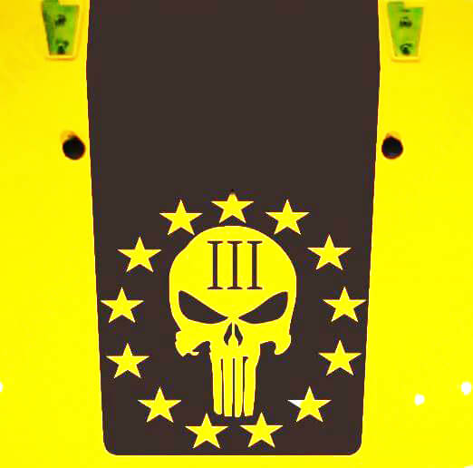 Punisher-Style Skull Stars Blackout Hood Vinyl Decal for Jeep Wrangler JK JKU LJ TJ