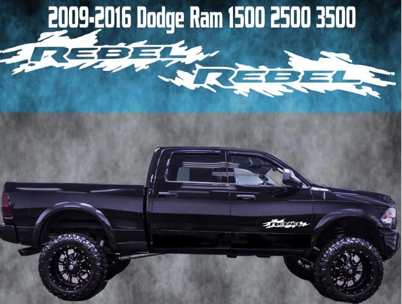 2009-2016 Dodge Ram Rebel Türabzeichen Vinyl Aufkleber Grafik Truck 1500 2500 3500