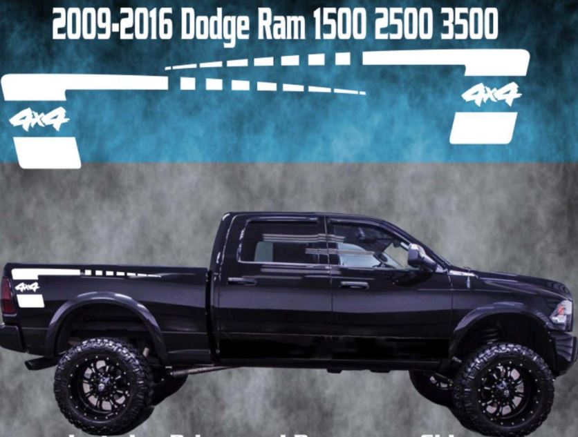2009-2016 Dodge Ram Vinyl Aufkleber Grafik Truck Bed Stripes Hemi Hockey 4x4 Strobe