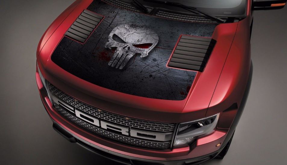 Ford Raptor F-150 Motorhaube Grafik Punisher Schädel Vinyl Aufkleber