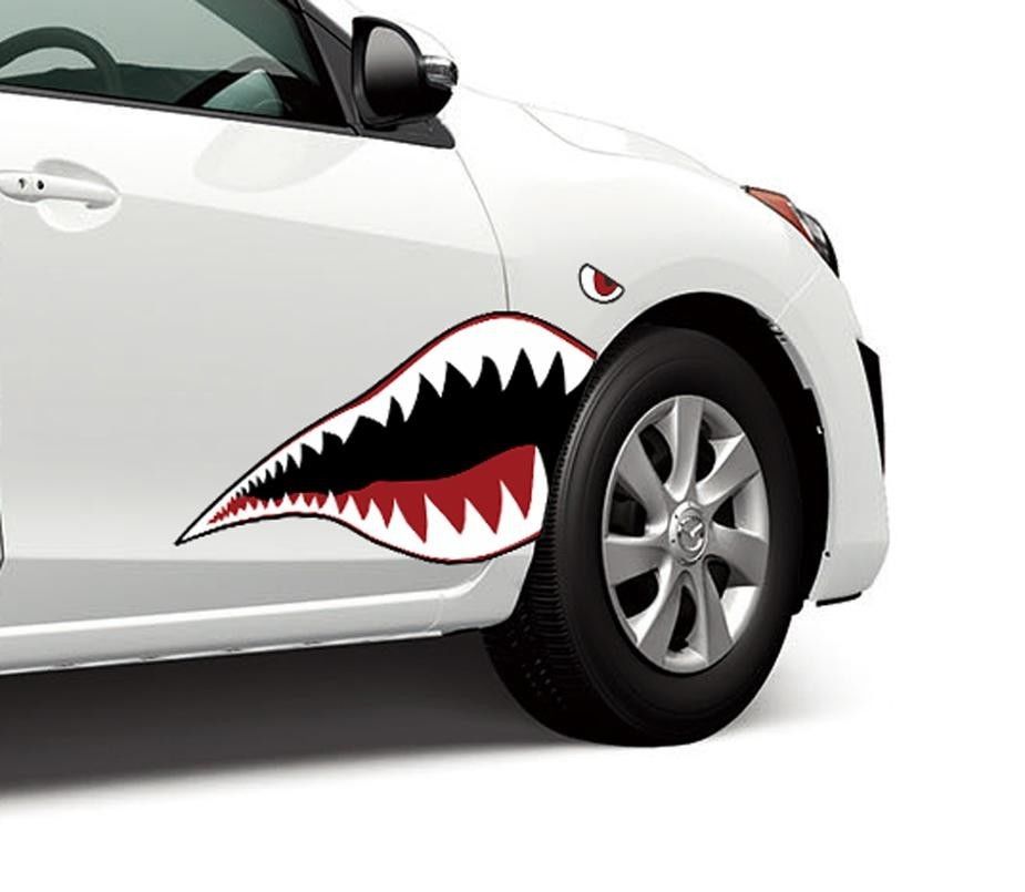Warhawk Flying Tiger Shark Teeth Vinyl Graphics Decal Sticker fits any sedan car