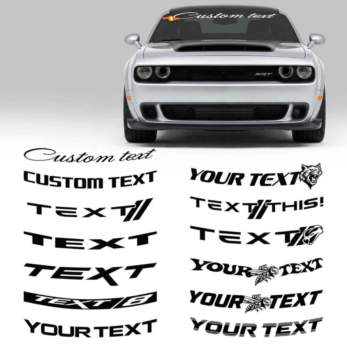 Custom Lettering Wide Windshield Banner Vinyl Decal Sticker for Dodge Challenger