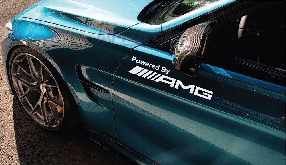 Powered by AMG Mercedes Decal Sticker Cla Gla C63S S63 E43 G55 G63 Coppia