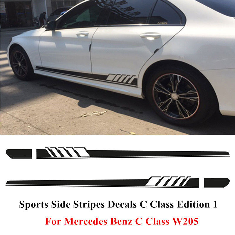 Edition 1 Car Hood Decal Side Stripes Skirt Sticker For Benz CLA