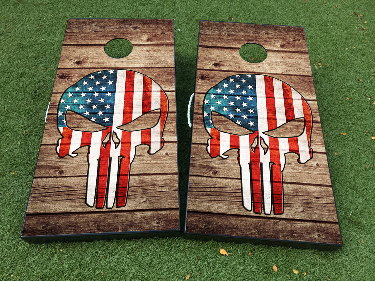 American Flag Punisher Skull Cornhole Wrap Bag Toss Skin Decal Sticker Wraps 