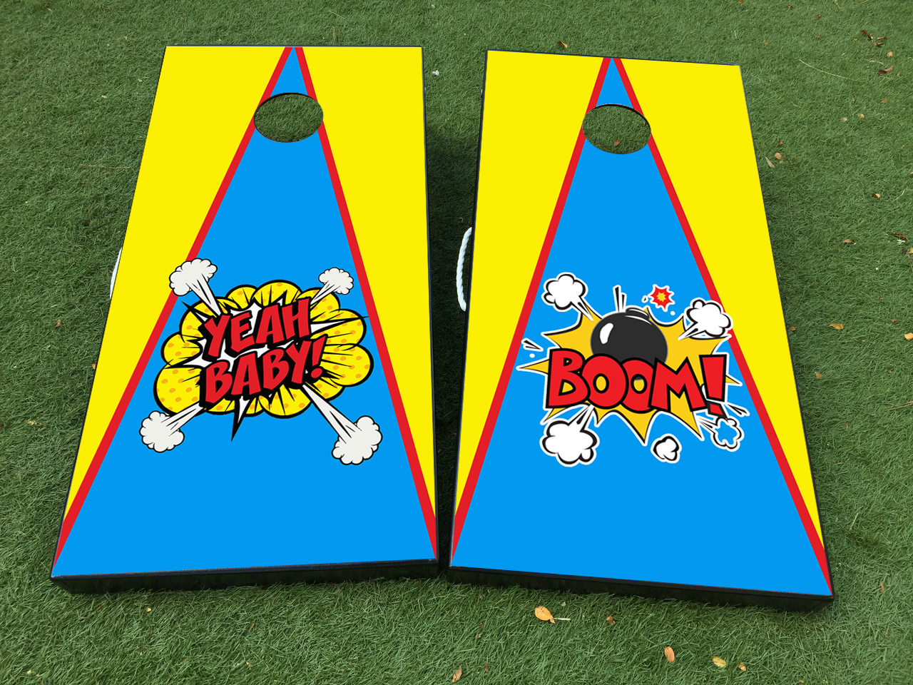 Pop Art BANG Cornhole Board Game Decal VINYL WRAPS with LAMINATED