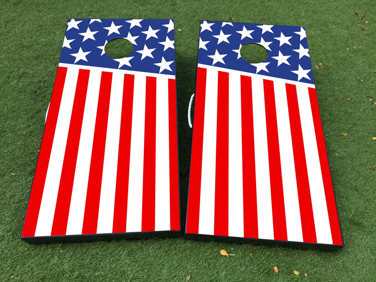 Amerikanische Flagge USA Cornhole Brettspiel Aufkleber VINYL WRAPS mit LAMINIERT