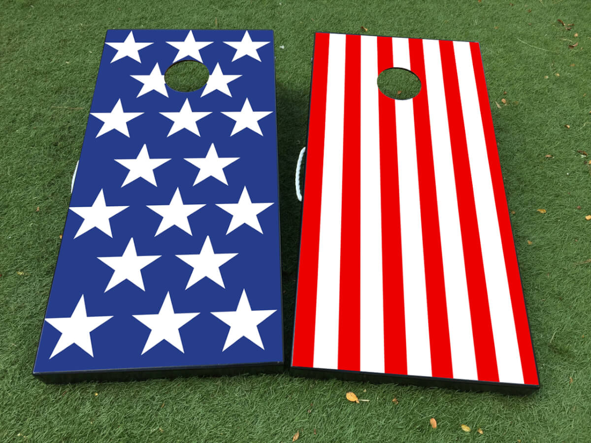 American Flag Cornhole Board Vinyl Decal Wraps Set