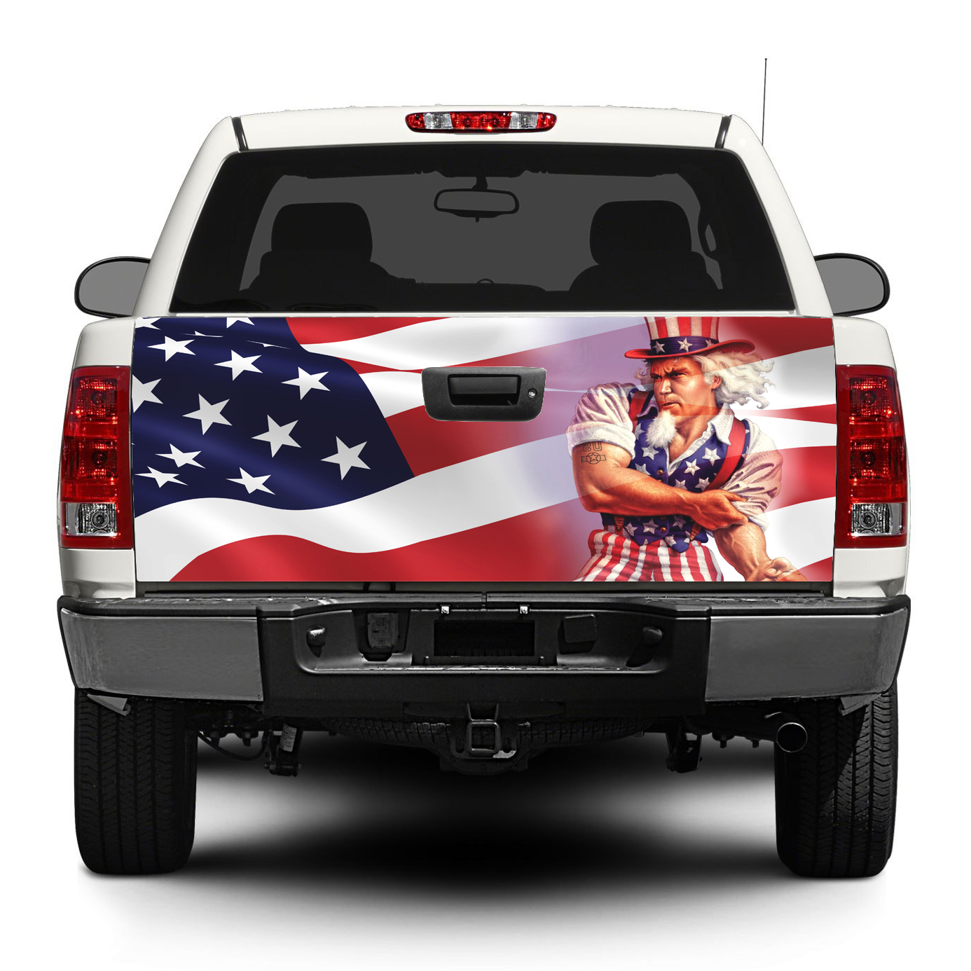 Uncle Sam USA Flag Tailgate Vinyl Decal Sticker for Trucks SUVs