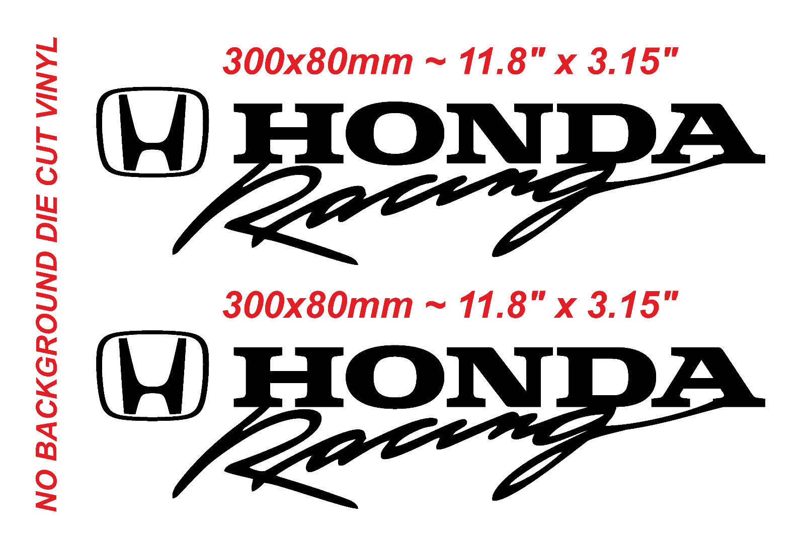 2x Honda Racing Tipo R Pegatina Vinilo Die Cut Honda Racing Negro Calcomanía