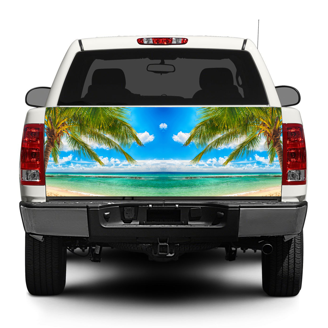 Palme Beach Beach Tropical Tailgate Decalcomania Autoadesivo Wrap Pick-up Truck Suv