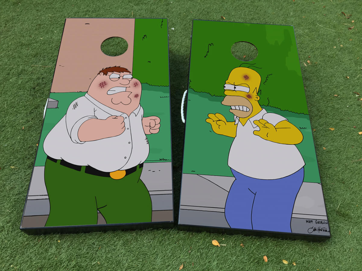Homer Simspon & Family Guy Cornhole Board Vinyl Wrap Decal Set