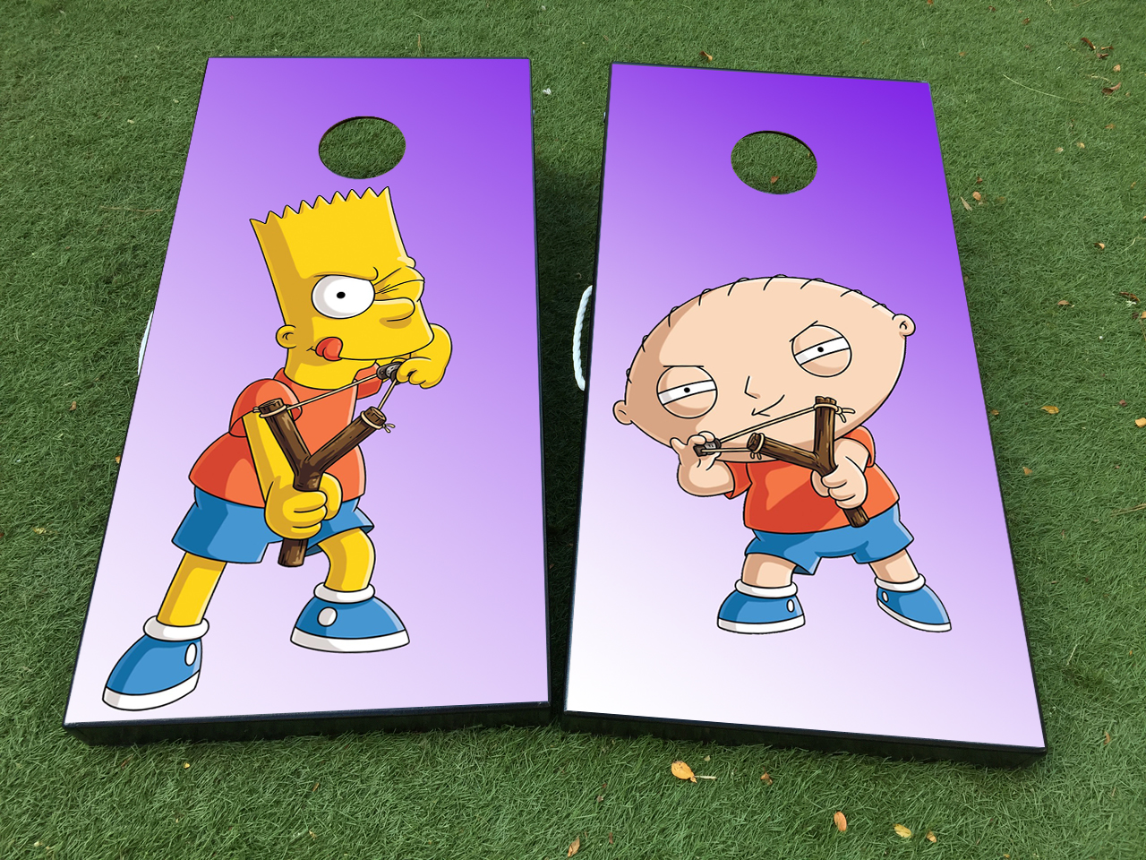 Bart Simspons Family Guy Stewie cartoon  Cornhole Board Game Decal VINYL WRAPS with LAMINATED