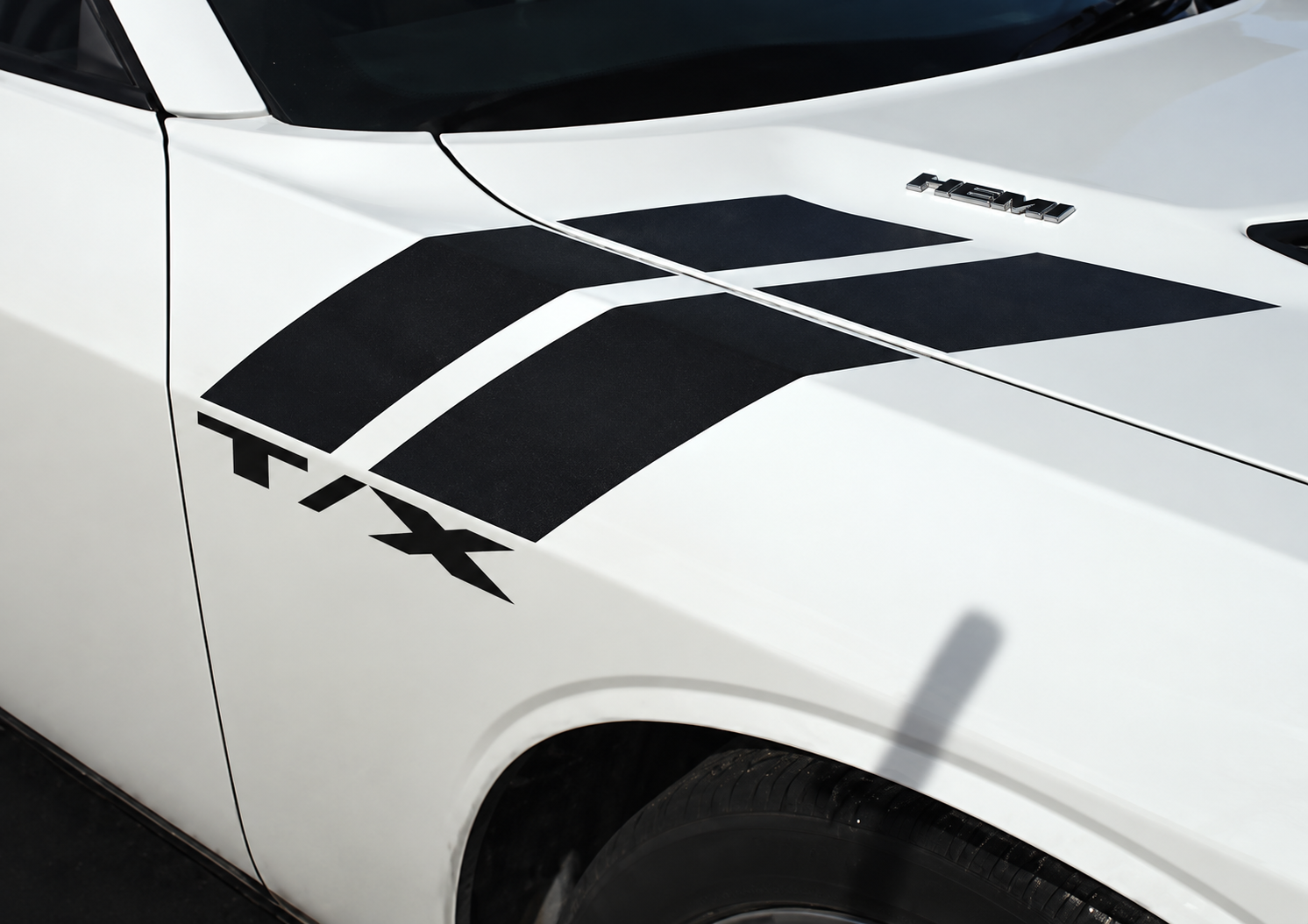 Custom T/X Solid Hash Stripes Front Fender Vinyl Decal Sticker for Dodge Challenger