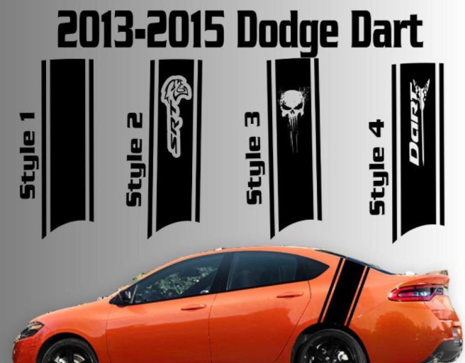 2013 - 2020 Dodge Dart Rear Racing Stripe Vinyl Decal Sticker SXT SRT RT SRT8