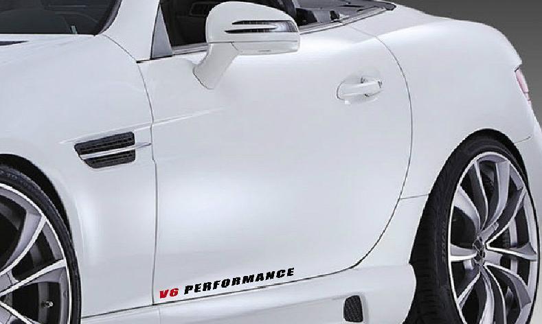 2 - V6 PERFORMANCE Vinyl skirt Decal sport racing sticker BLACK/RED