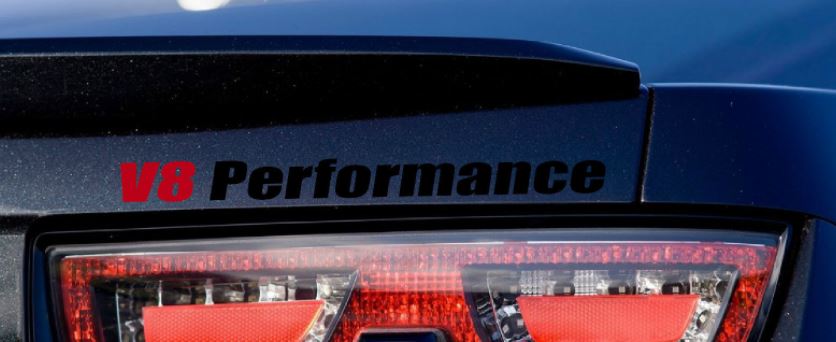 Das V8 Performance Vinyl Decal Sportaufkleber-Logo passt zu CAMARO BLACK-RED