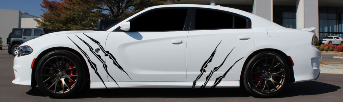 Cat Scratch Rip Tear Side Vinyl Decal Pair for Muscle Cars