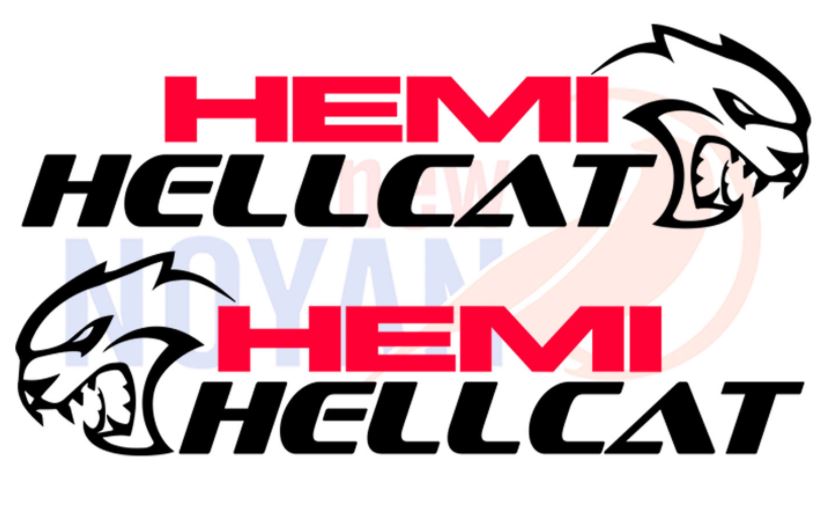 2x Dodge Hemi Hellcat Decal, SRT, Vinyl Die Cut Sticker
