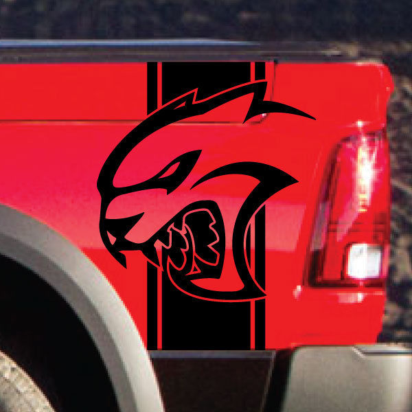 Dodge Ram Rebel Hell Katze Seitenstreifen Logo Vinyl Aufkleber Grafik Hellcat