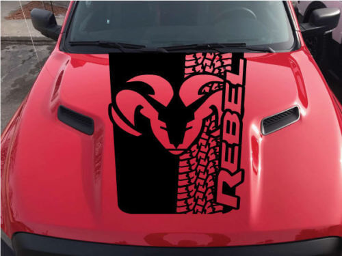 Tire Tracks Logo Hood Vinyl Decal For Dodge Ram Rebel