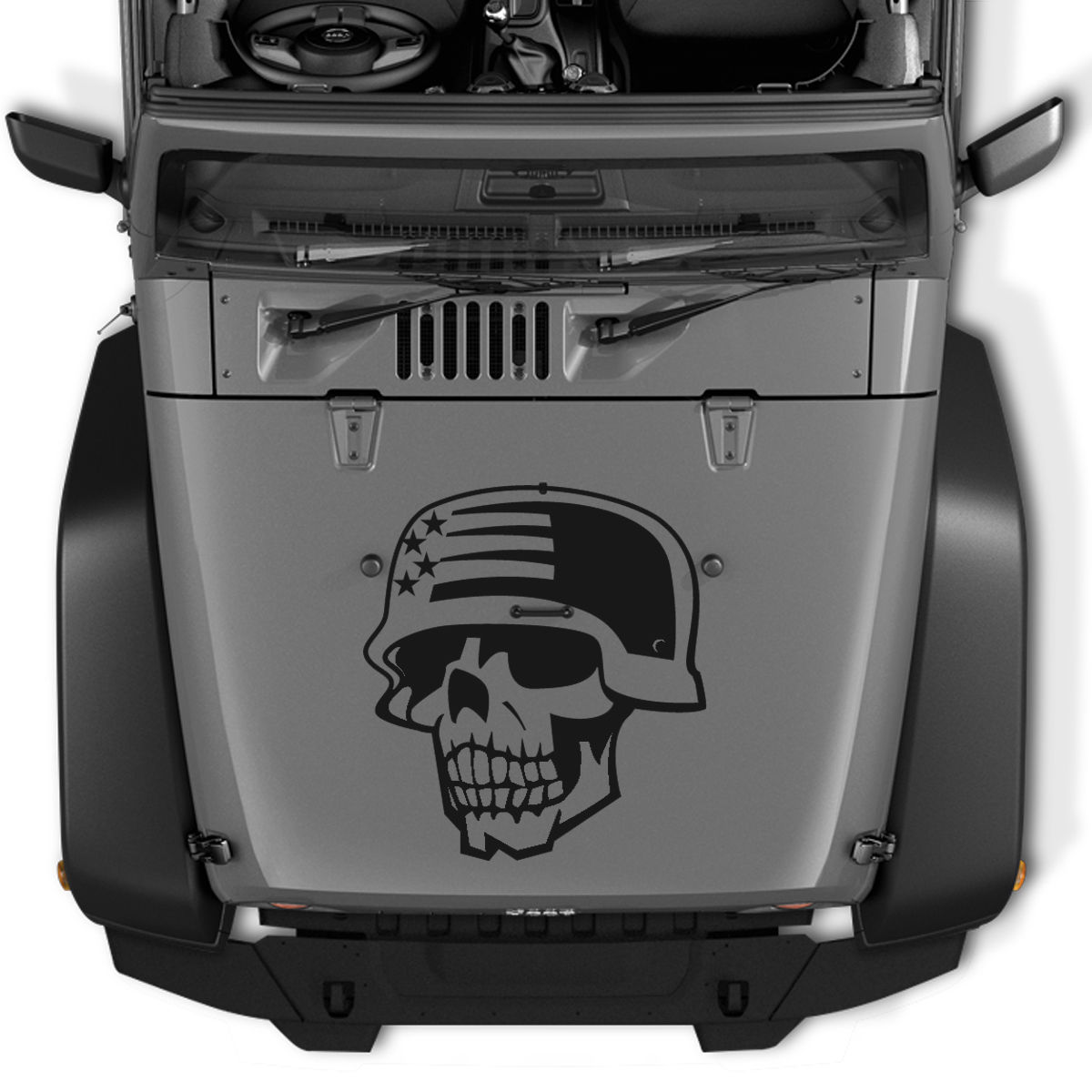 Product: Jeep wrangler skull army vinyl decal hood sticker JK TJ LJ
