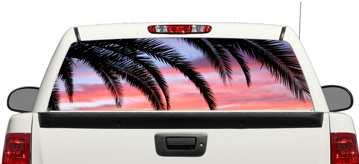 Palm Trees Sunset Rear Window Decal Sticker Pick-up Truck SUV Car 3
