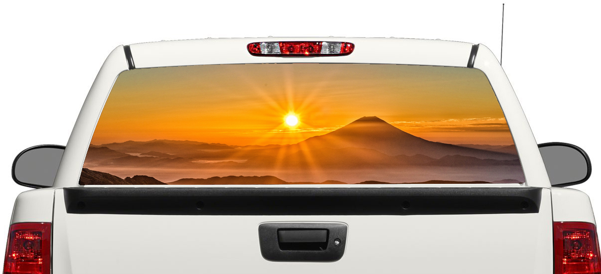 Sunset Mount Fuji Giappone Sun Rear Window Decal Sticker Pick-up Truck SUV Auto 3