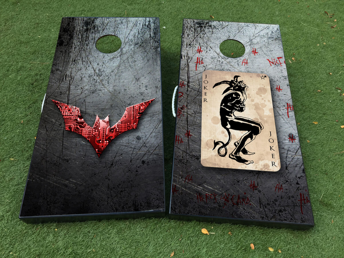 Batman and Joker Themed DC Comics Cornhole Board Vinyl Wrap Decal Set