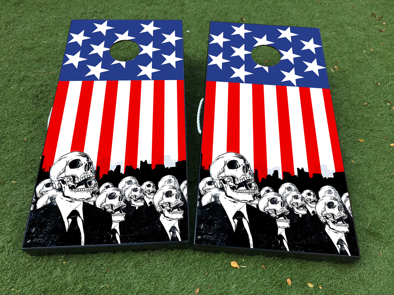 Amerikanische Flagge USA Zombie Cornhole Brettspiel Aufkleber VINYL WRAPS mit LAMINIERT