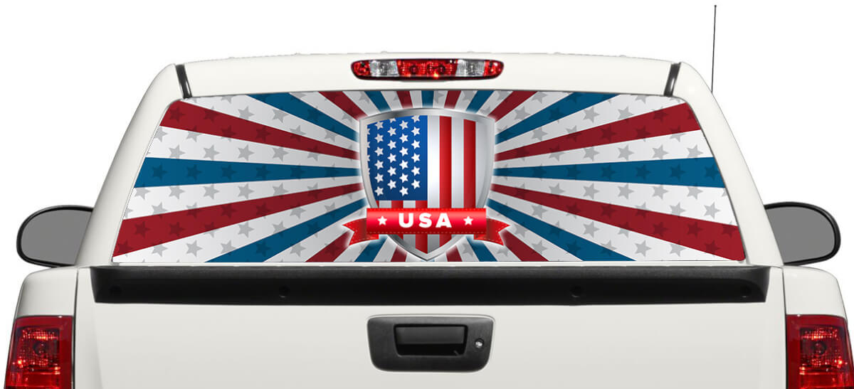 American Flag USA Rear Window Decal Sticker Pick-up Truck SUV Car 3
