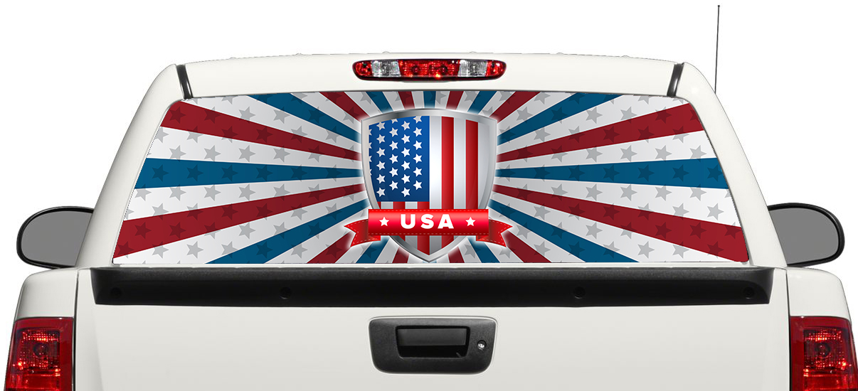 Bandera americana EE.UU. Ventana trasera Etiqueta Etiqueta Pick-Up Truck SUV Coche 3