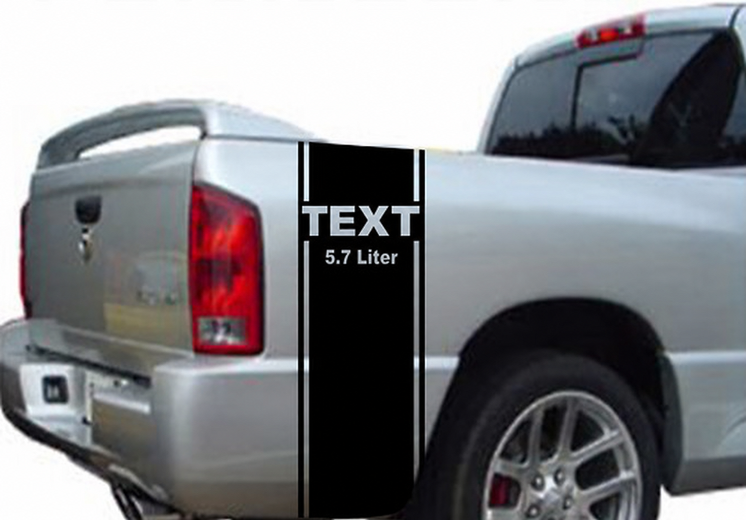 2x Custom Text 5.7 Liter Stripe Vinyl Decal Stickers for Dodge Ram Truck