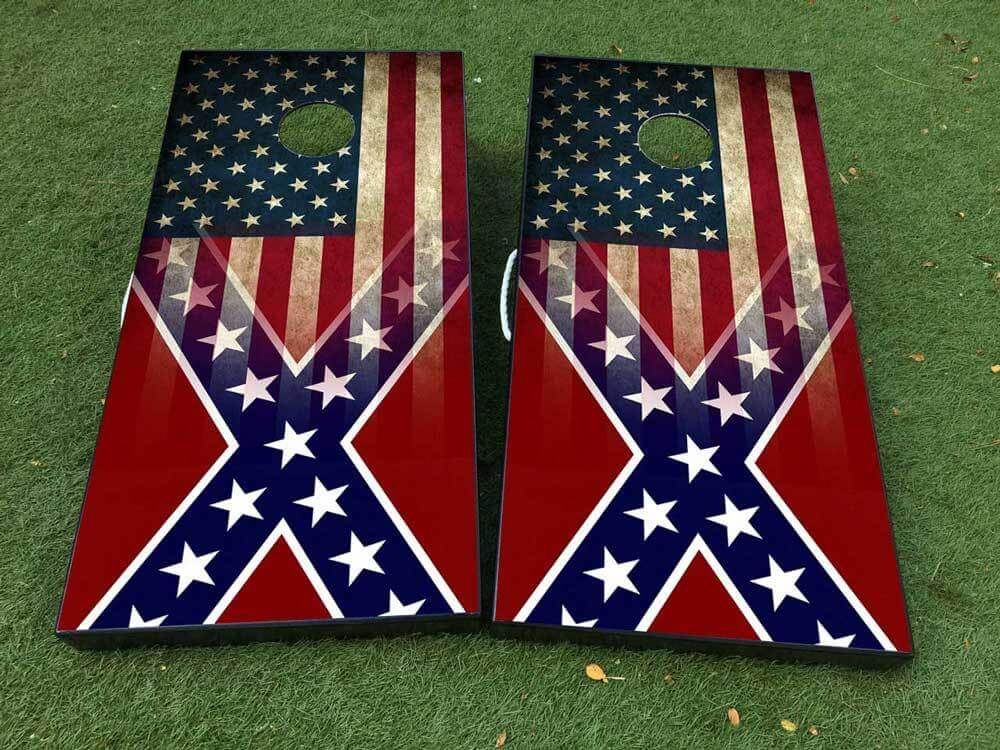 General Lee Style American Flag Cornhole Board Wrap Decal Set