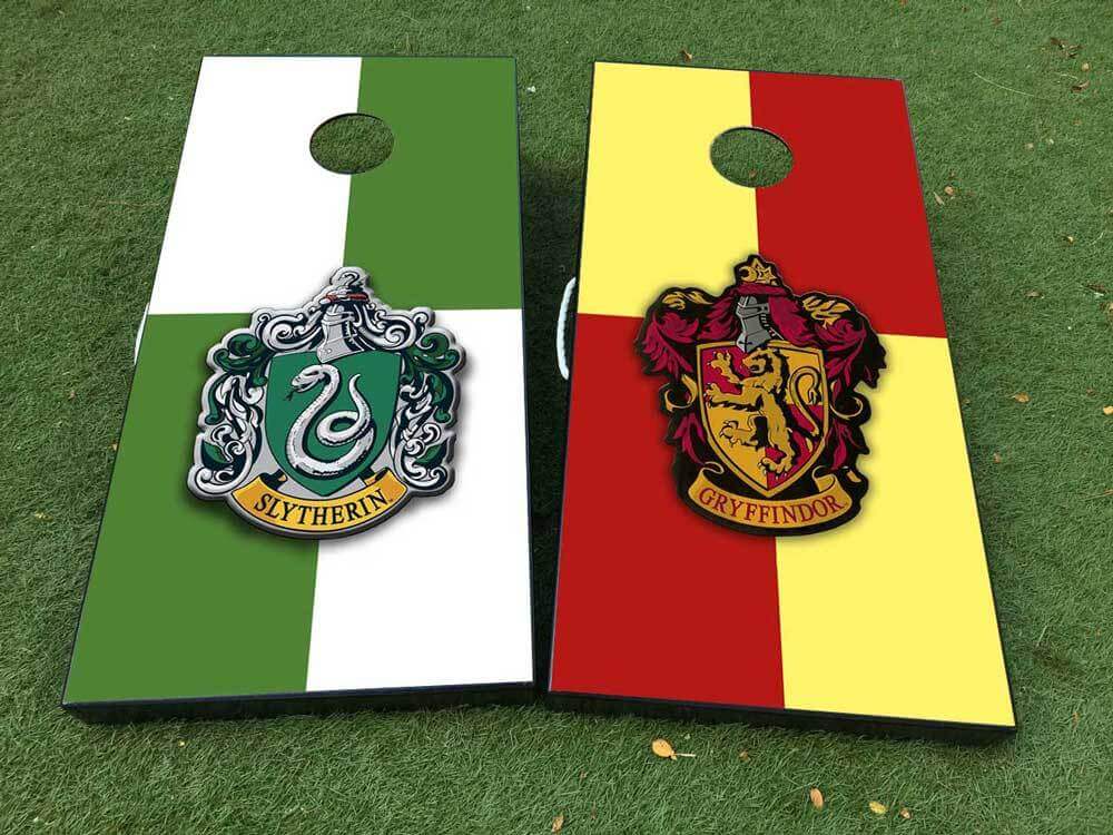 Slytherin and Gryffindor Cornhole Board Vinyl Wrap Decals Set